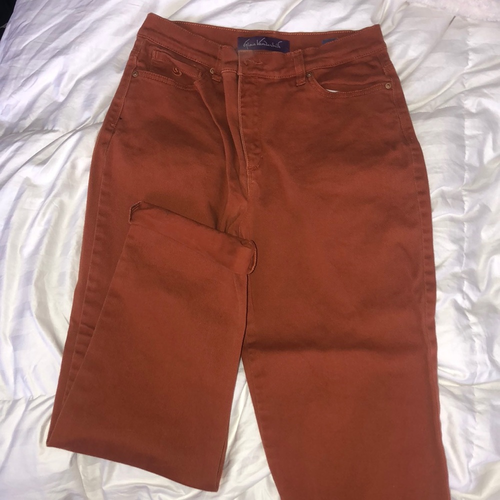 orange jeans